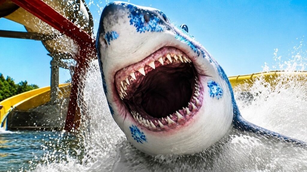 Tubarões atacam em parque aquático no trailer de ‘Water Park Shark’, novo TERROR do direto