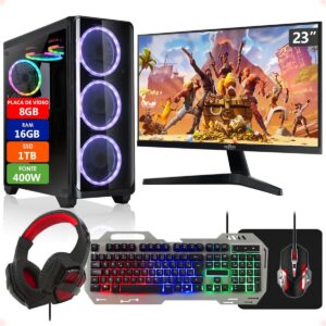 PC Gamer Intel Core i5 16GB SSD 1TB Placa de Vídeo RX 580 8GB 256 Bits Monitor 23" com Kit Gamer - Fonte 400W Real Strong Tech