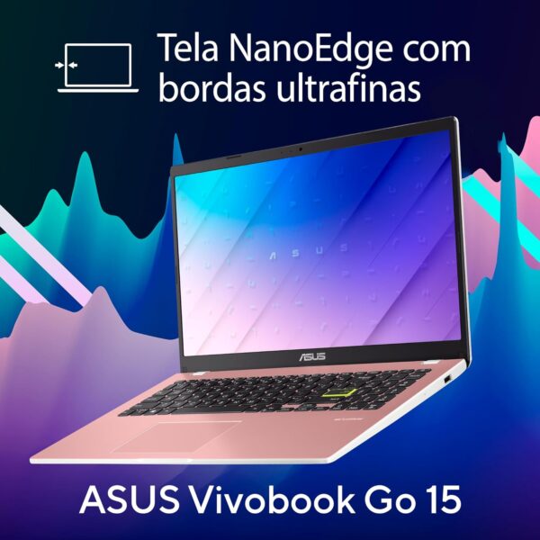 Notebook ASUS Vivobook GO 15, Intel Celeron Dual Core N4500, 4 GB, 128 GB SSD, W11 Home, 15,60" LED, Rose Pink - E510KA-BR833WS - Imagem 4