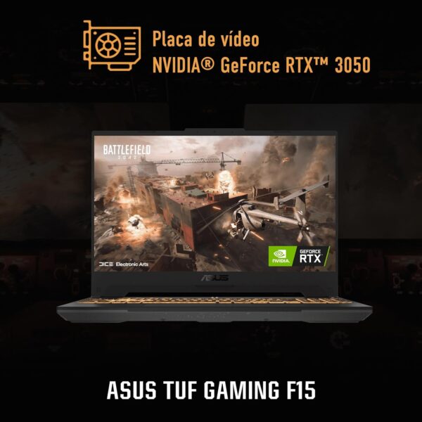 Notebook ASUS TUF Gaming F15, NVIDIA RTX3050, Intel Core I5, 8GB, 512GB, KeepOS, Tela de 15,6", Cinza - FX507ZC4-HN100 - Imagem 4