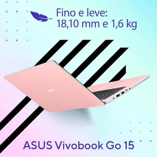 Notebook ASUS Vivobook GO 15, Intel Celeron Dual Core N4500, 4 GB, 128 GB SSD, W11 Home, 15,60" LED, Rose Pink - E510KA-BR833WS - Imagem 3