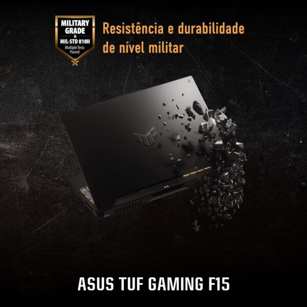 Notebook ASUS TUF Gaming F15, NVIDIA RTX3050, Intel Core I5, 8GB, 512GB, KeepOS, Tela de 15,6", Cinza - FX507ZC4-HN100 - Imagem 8