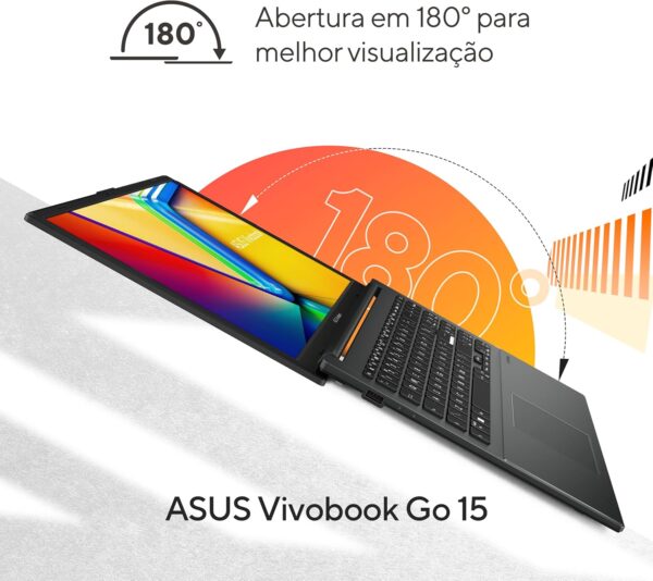Notebook ASUS VivoBook Go 15, AMD RYZEN 5 7520U, 8GB, 256GB SSD, KeepOS, Tela 15,6" FHD, Mixed Black - E1504FA-NJ731 - Imagem 6