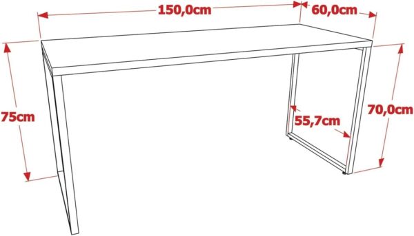 Mesa Escrivaninha Industrial 150cm Trevalla Kuadra ME150-E10 Carvalho - Imagem 8