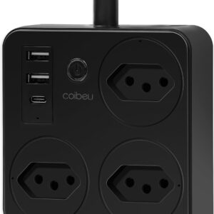 Filtro de Linha, Tomada Inteligente Wifi, Extensão Tomada, Regua Tomada, Regua de Energia, 3 Tomadas, 2 Interfaces USB, 1 Porta USB Tipo-C, Suporte para Controle Por Voz, Controle de celular (Branco)