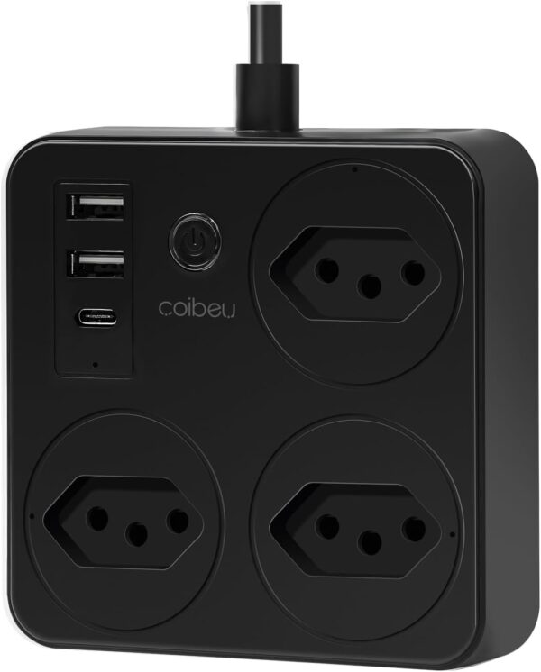 Filtro de Linha, Tomada Inteligente Wifi, Extensão Tomada, Regua Tomada, Regua de Energia, 3 Tomadas, 2 Interfaces USB, 1 Porta USB Tipo-C, Suporte para Controle Por Voz, Controle de celular (Branco)
