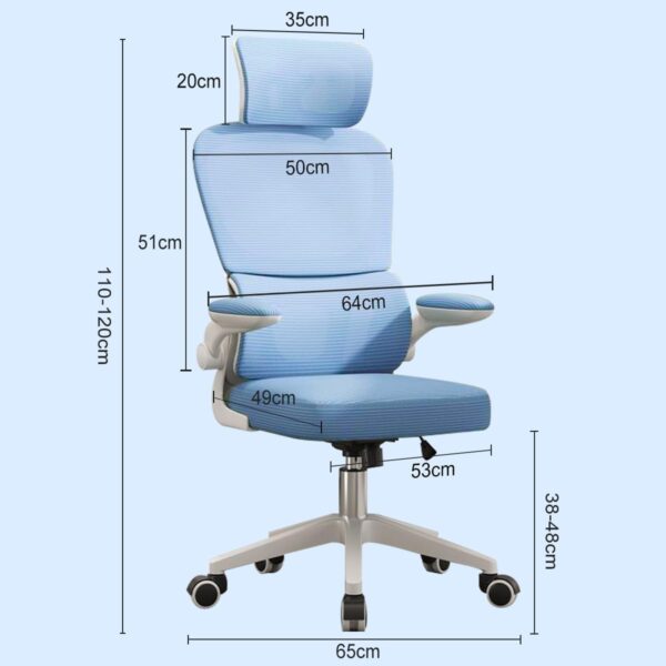 Cadeira de escritório, design ergonômico com suporte lombar independente, malha respirável e encosto de cabeça ajustável - Imagem 25