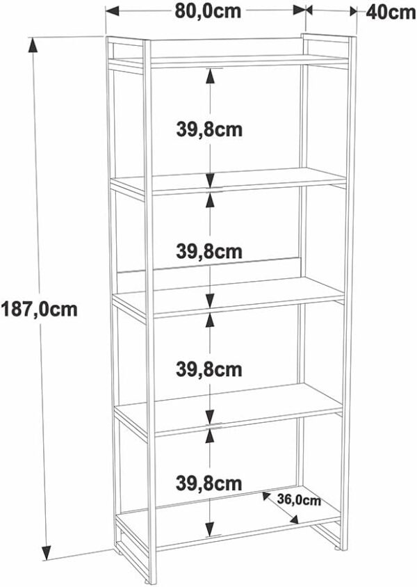 Estante Multiuso 5 Prateleiras 187x80cm Estilo Industrial - Imagem 2