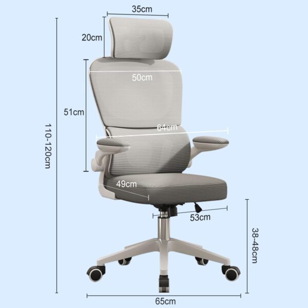 Cadeira de escritório, design ergonômico com suporte lombar independente, malha respirável e encosto de cabeça ajustável - Imagem 17
