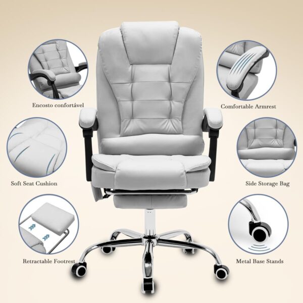 Cadeira de escritório presidente, cadeira de home office com apoio para os pés e encosto ajustável(Marrom) - Imagem 25