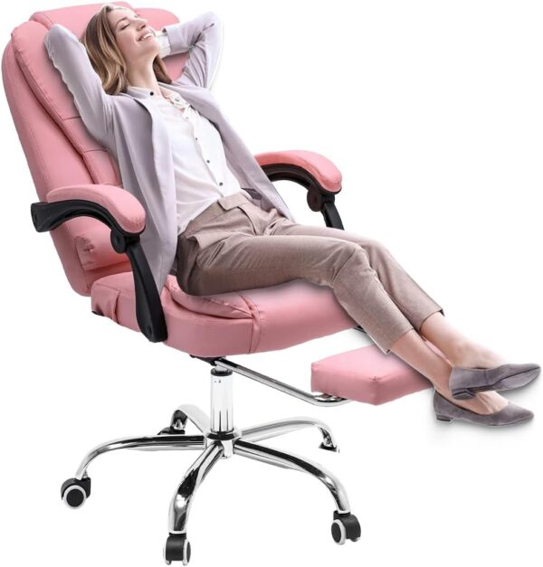 Cadeira de escritório presidente, cadeira de home office com apoio para os pés e encosto ajustável(Marrom) - Imagem 20