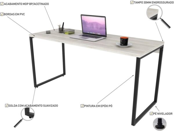 Mesa Escrivaninha Industrial 150cm Trevalla Kuadra ME150-E10 Carvalho - Imagem 29