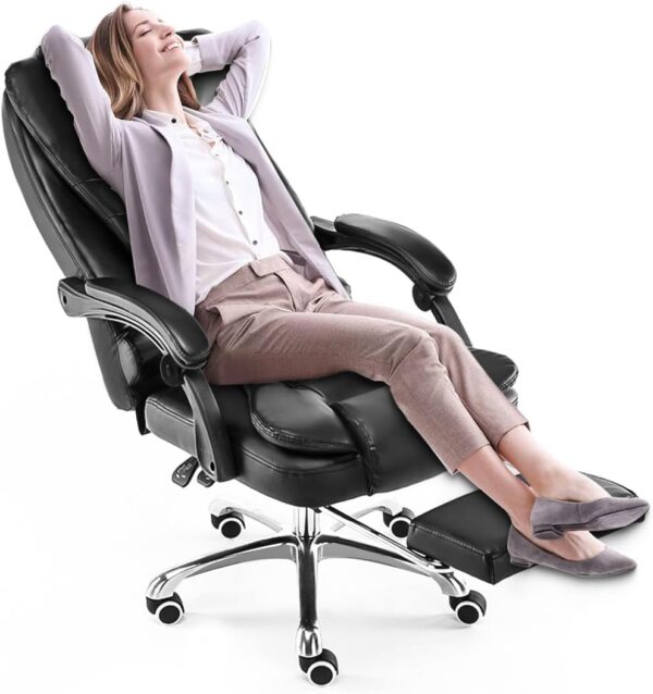 Cadeira de escritório presidente, cadeira de home office com apoio para os pés e encosto ajustável(Marrom) - Imagem 7