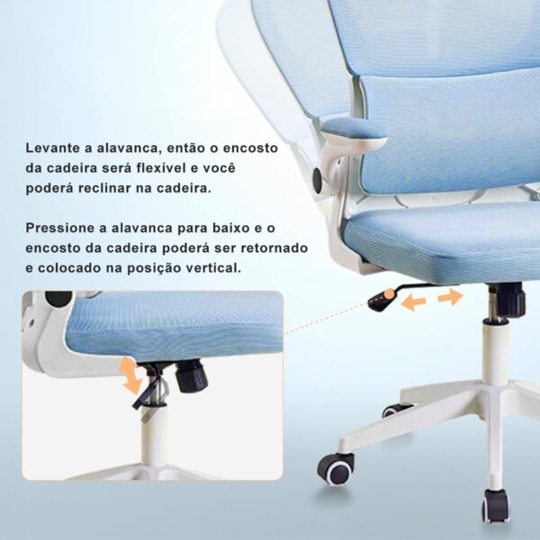 Cadeira de escritório, design ergonômico com suporte lombar independente, malha respirável e encosto de cabeça ajustável - Imagem 29