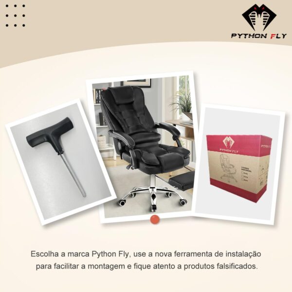 Cadeira de escritório presidente, cadeira de home office com apoio para os pés e encosto ajustável(Marrom) - Imagem 3