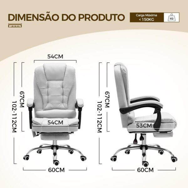 Cadeira de escritório presidente, cadeira de home office com apoio para os pés e encosto ajustável(Marrom) - Imagem 22