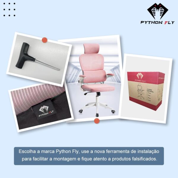 Cadeira de escritório, design ergonômico com suporte lombar independente, malha respirável e encosto de cabeça ajustável - Imagem 11