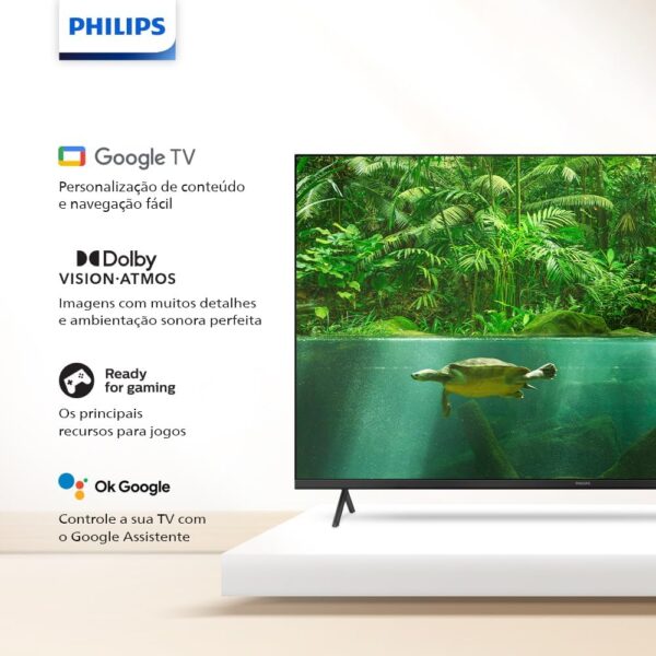 Smart TV Philips 70" 4K 70PUG7408/78, Google TV, Comando de Voz, Dolby Vision/Atmos, VRR/ALLM, Bluetooth - Imagem 2