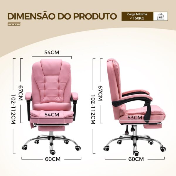 Cadeira de escritório presidente, cadeira de home office com apoio para os pés e encosto ajustável(Marrom) - Imagem 15