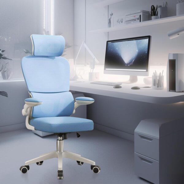 Cadeira de escritório, design ergonômico com suporte lombar independente, malha respirável e encosto de cabeça ajustável - Imagem 24