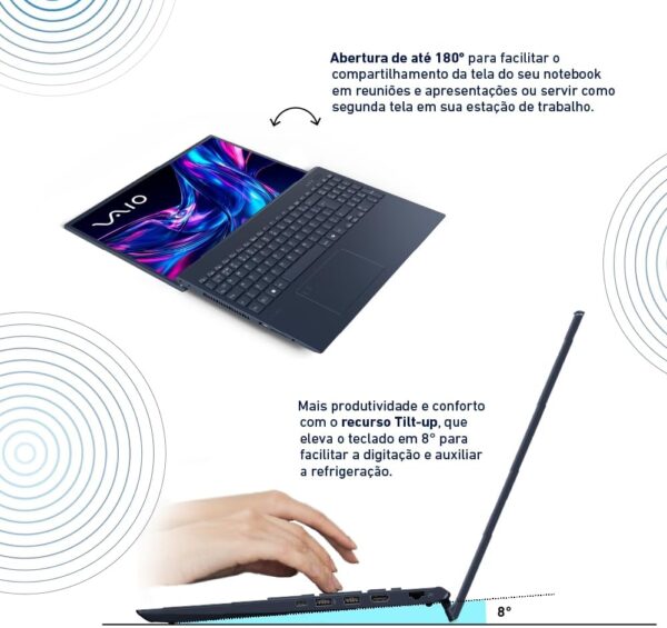Notebook VAIO FE16 AMD® Ryzen 7-5825U Linux 16GB RAM 512GB SSD 16" IPS WUXGA Antirreflexo - Cinza Grafite - Imagem 5