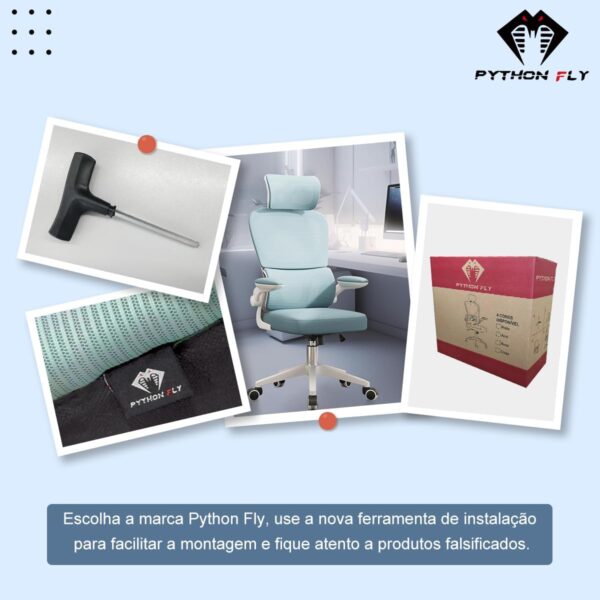 Cadeira de escritório, design ergonômico com suporte lombar independente, malha respirável e encosto de cabeça ajustável - Imagem 33