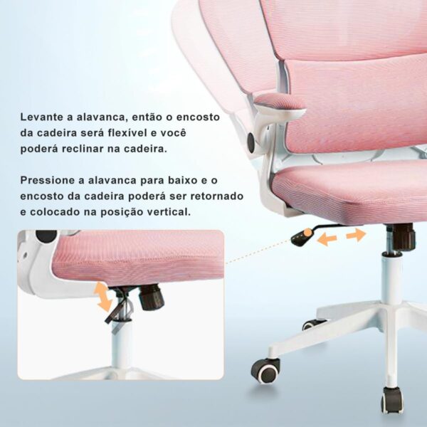 Cadeira de escritório, design ergonômico com suporte lombar independente, malha respirável e encosto de cabeça ajustável - Imagem 15