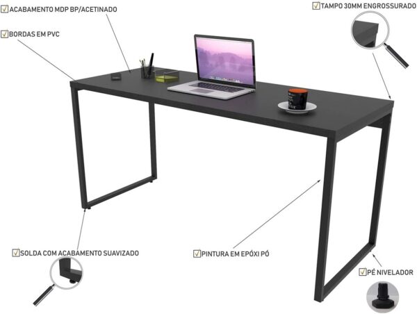 Mesa Escrivaninha Industrial 150cm Trevalla Kuadra ME150-E10 Carvalho - Imagem 5
