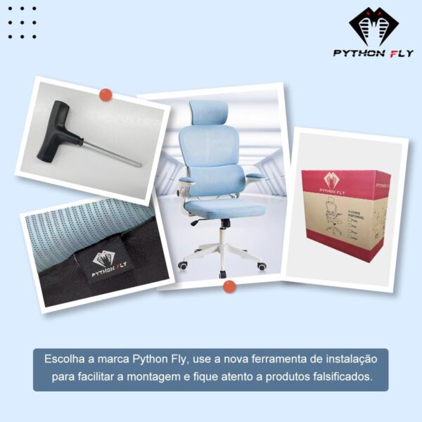 Cadeira de escritório, design ergonômico com suporte lombar independente, malha respirável e encosto de cabeça ajustável - Imagem 26