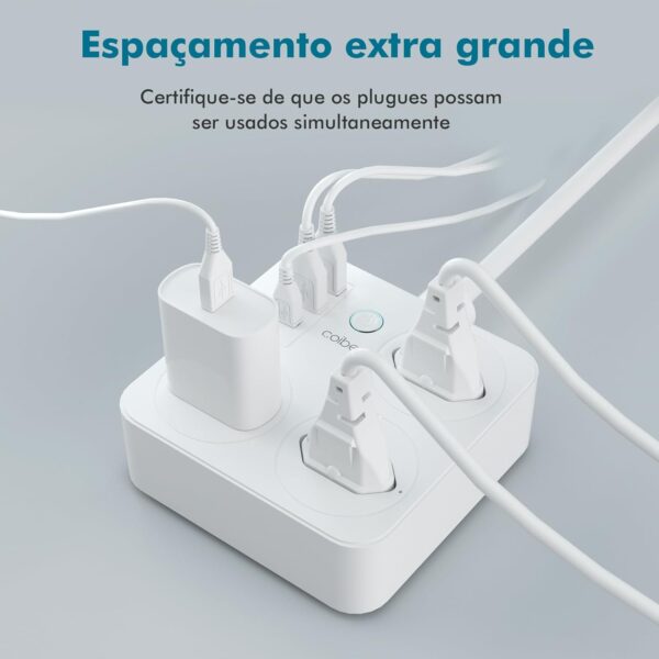 Filtro de Linha, Tomada Inteligente Wifi, Extensão Tomada, Regua Tomada, Regua de Energia, 3 Tomadas, 2 Interfaces USB, 1 Porta USB Tipo-C, Suporte para Controle Por Voz, Controle de celular (Branco) - Imagem 17