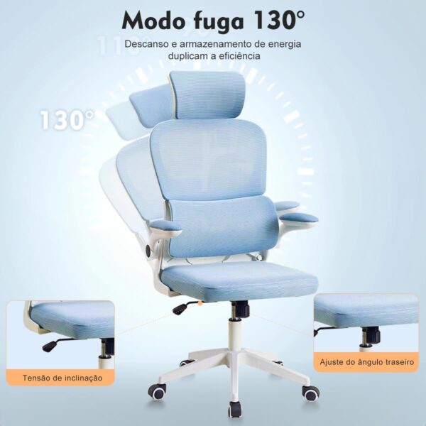 Cadeira de escritório, design ergonômico com suporte lombar independente, malha respirável e encosto de cabeça ajustável - Imagem 30