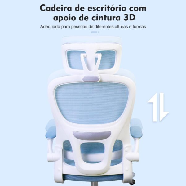 Cadeira de escritório, design ergonômico com suporte lombar independente, malha respirável e encosto de cabeça ajustável - Imagem 28