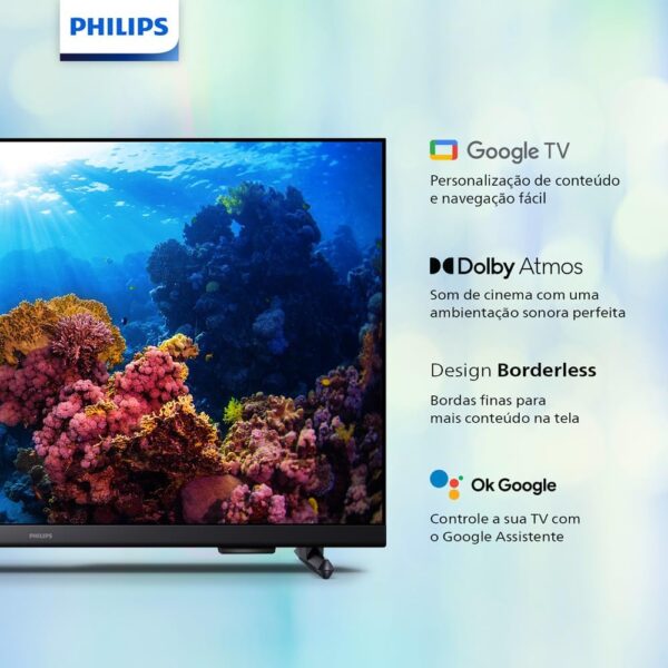 Smart TV Philips 43" Full HD 43PFG6918/78, Google TV, Comando de Voz, HDR, 3 HDMI, Wifi 5G, Bluetooth - Imagem 2