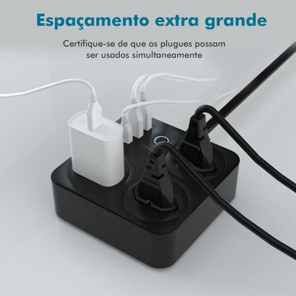 Filtro de Linha, Tomada Inteligente Wifi, Extensão Tomada, Regua Tomada, Regua de Energia, 3 Tomadas, 2 Interfaces USB, 1 Porta USB Tipo-C, Suporte para Controle Por Voz, Controle de celular (Branco) - Imagem 8