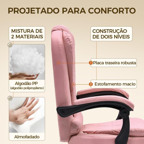 Cadeira de escritório presidente, cadeira de home office com apoio para os pés e encosto ajustável(Marrom) - Imagem 18