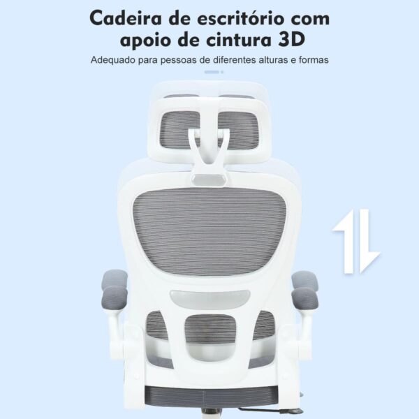 Cadeira de escritório, design ergonômico com suporte lombar independente, malha respirável e encosto de cabeça ajustável - Imagem 20