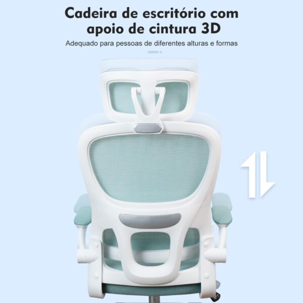 Cadeira de escritório, design ergonômico com suporte lombar independente, malha respirável e encosto de cabeça ajustável - Imagem 34