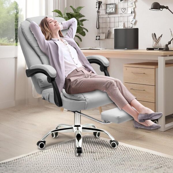 Cadeira de escritório presidente, cadeira de home office com apoio para os pés e encosto ajustável(Marrom) - Imagem 26