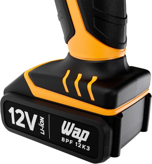 WAP Parafusadeira e Furadeira à Bateria 12V BPF-12K3, Kit de 13 Acessórios e Maleta, Empunhadura Emborrachada, Bivolt - Imagem 7