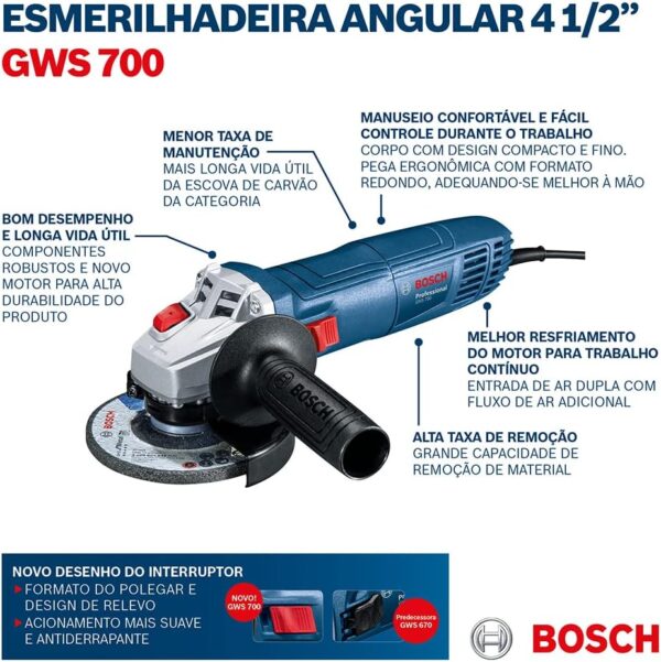 Bosch Esmerilhadeira GWS 700, 710W 220V - Imagem 9