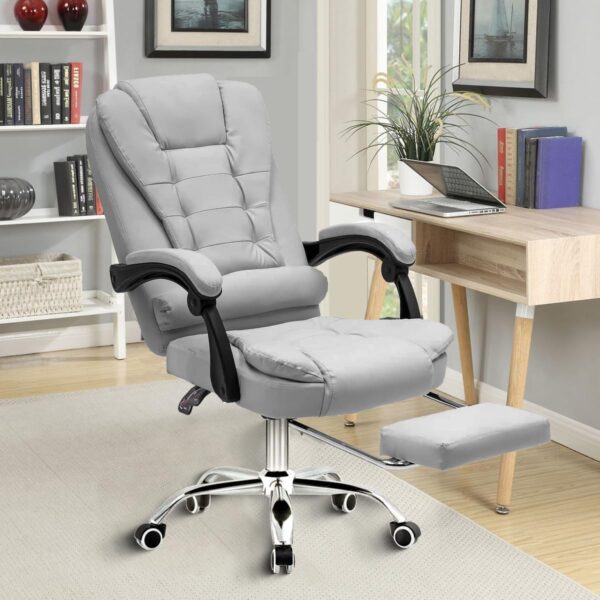 Cadeira de escritório presidente, cadeira de home office com apoio para os pés e encosto ajustável(Marrom) - Imagem 21