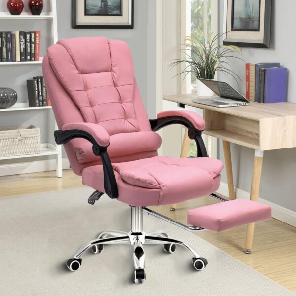 Cadeira de escritório presidente, cadeira de home office com apoio para os pés e encosto ajustável(Marrom) - Imagem 14