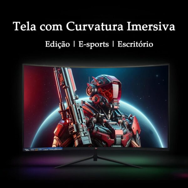 Monitor Curvo 27 Polegadas100Hz Full HD LED – Tela 1500R, 1MS, 98% sRGB, HDMI/VGA, Adaptive Sync, Ajuste de Inclinação e Filtro de Luz Azul para Jogos e Home Office (Polegadas, 27) - Imagem 6
